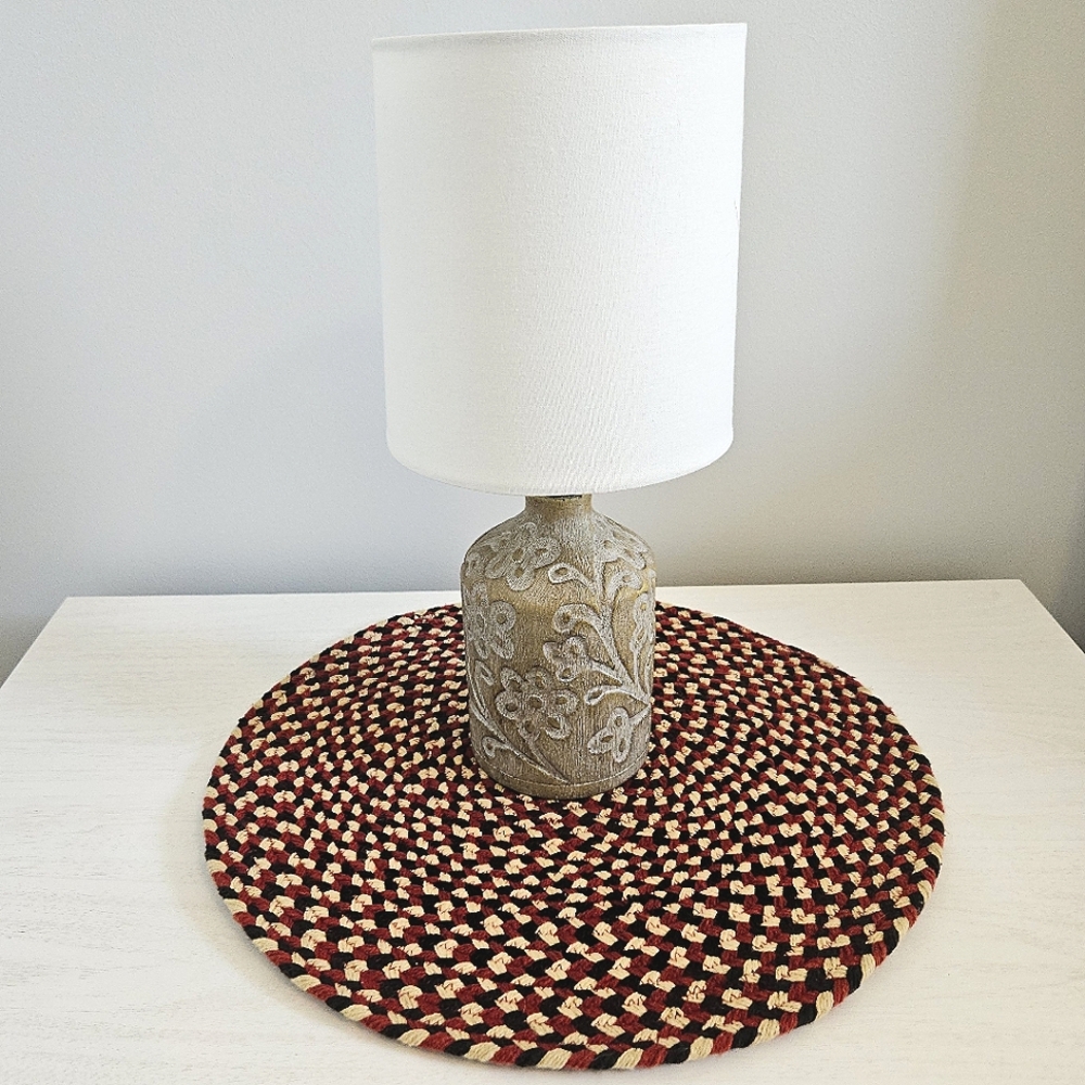 Primitive Braided Red Blue Cream Round Table Centerpiece Placemat | 14.5"